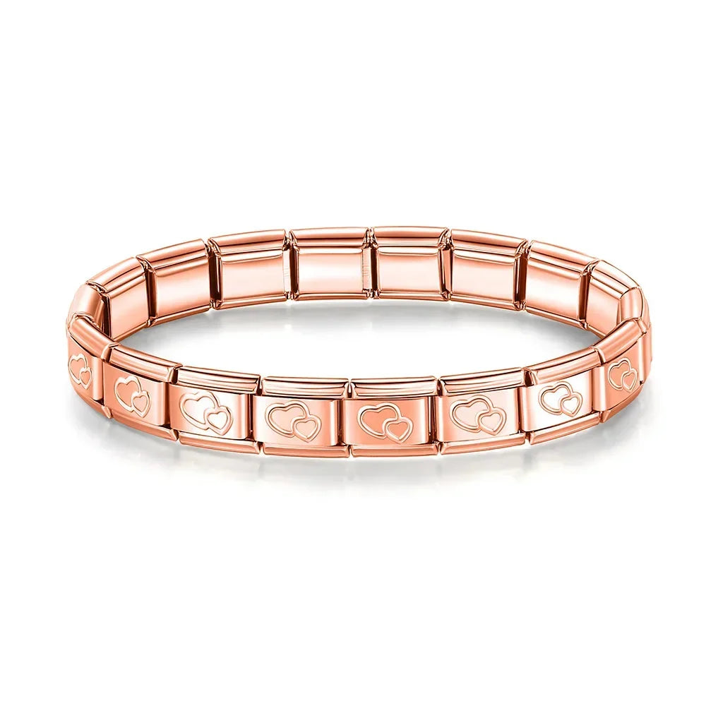Complete Base Bracelet 9mm - Engraved Pattern (Silver, Gold and Rose Gold)