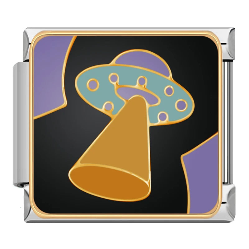 Charm Italiano Plano - Colección Galaxia y Ciencia (Espacio, Cohete, Alien)