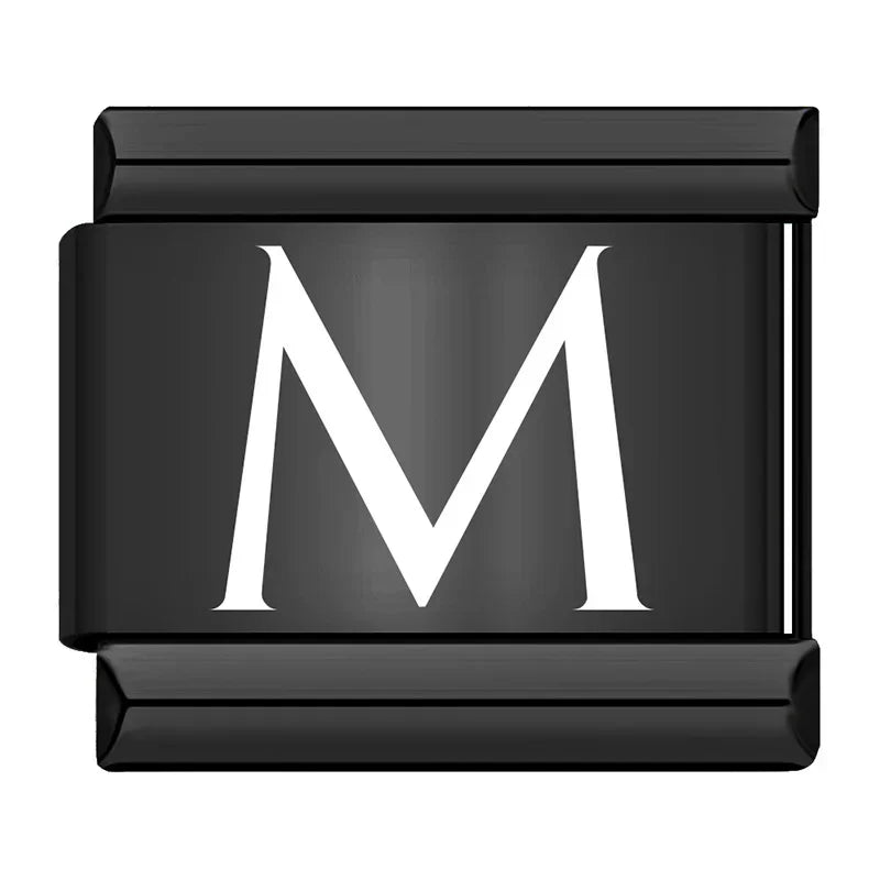 Charm Italiano Plano - Iniciales Contraste (Blanco sobre Negro)