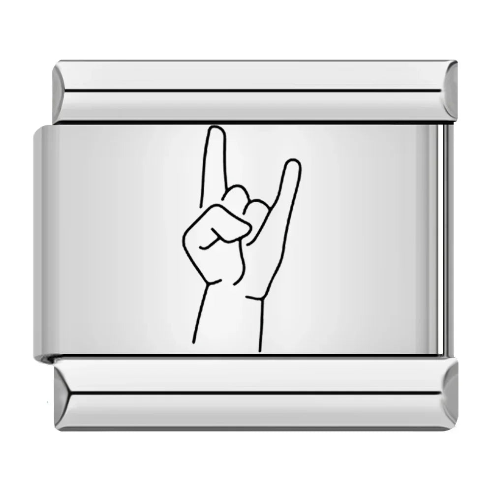 Charm Italiano Plano - Colección Gestos y Símbolos (Manos, Promesas y Suerte)