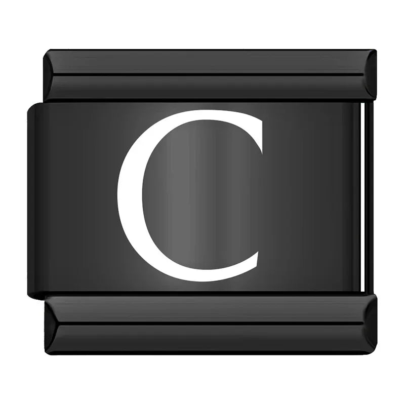 Charm Italiano Plano - Iniciales Contraste (Blanco sobre Negro)
