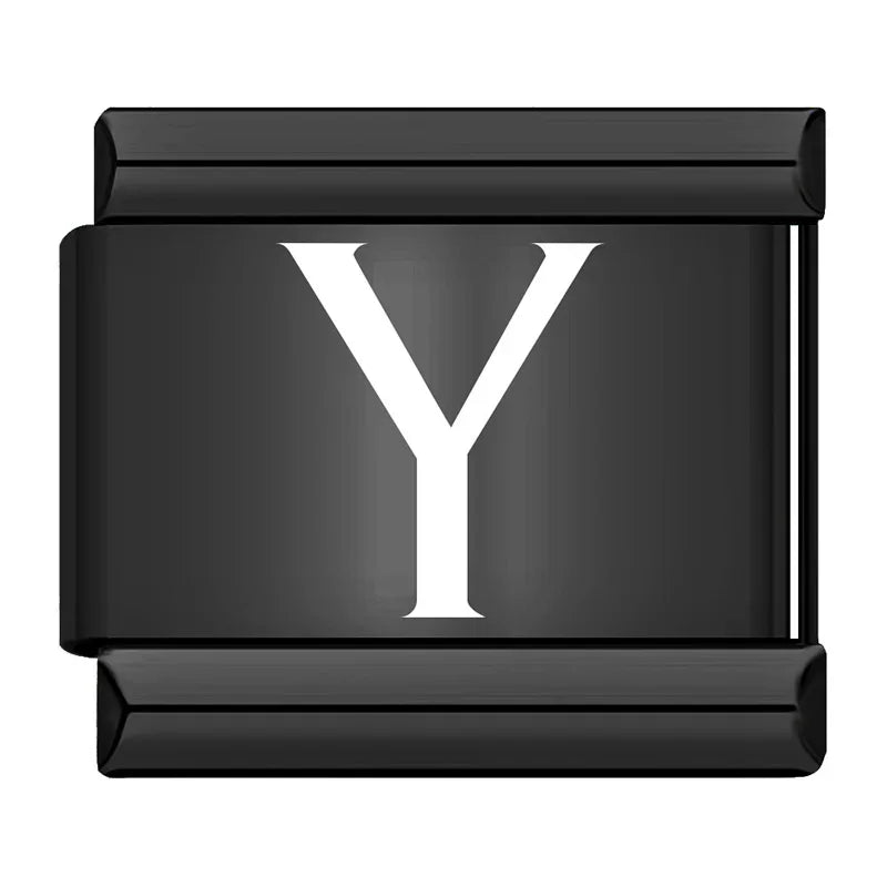 Charm Italiano Plano - Iniciales Contraste (Blanco sobre Negro)