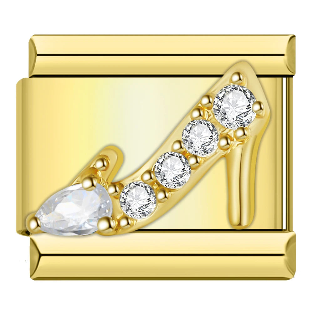 Charm Italiano Plano - Colección Romance Real (Coronas, Alas y Cristales Brillantes)