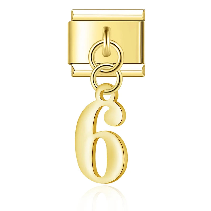 Charm Italiano Colgante - Dígitos Modulares (0-9) en Oro y Plata