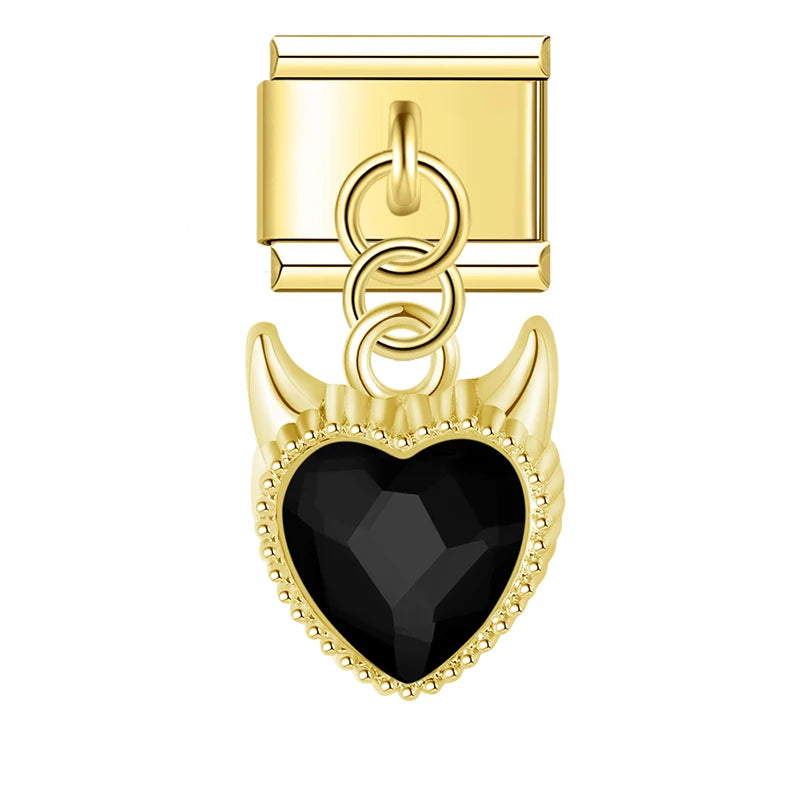 Charm Italiano Colgante - Corazón Gótico de Zirconia (Lujo Edgy)