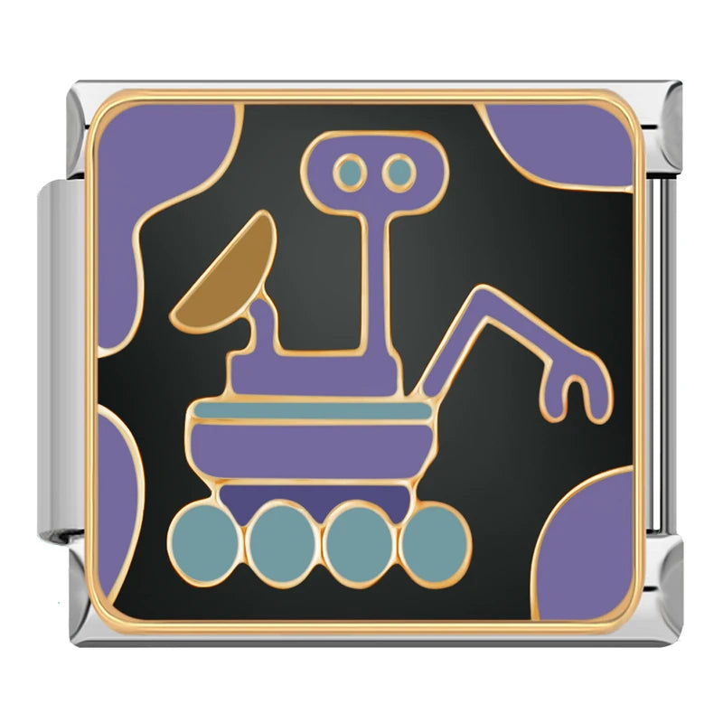 Charm Italiano Plano - Colección Galaxia y Ciencia (Espacio, Cohete, Alien)