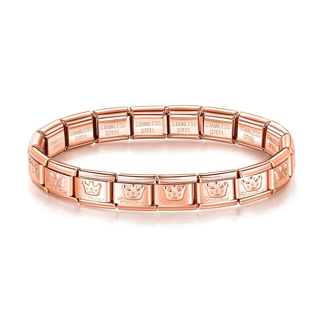 Complete Base Bracelet 9mm - Engraved Pattern (Silver, Gold and Rose Gold)