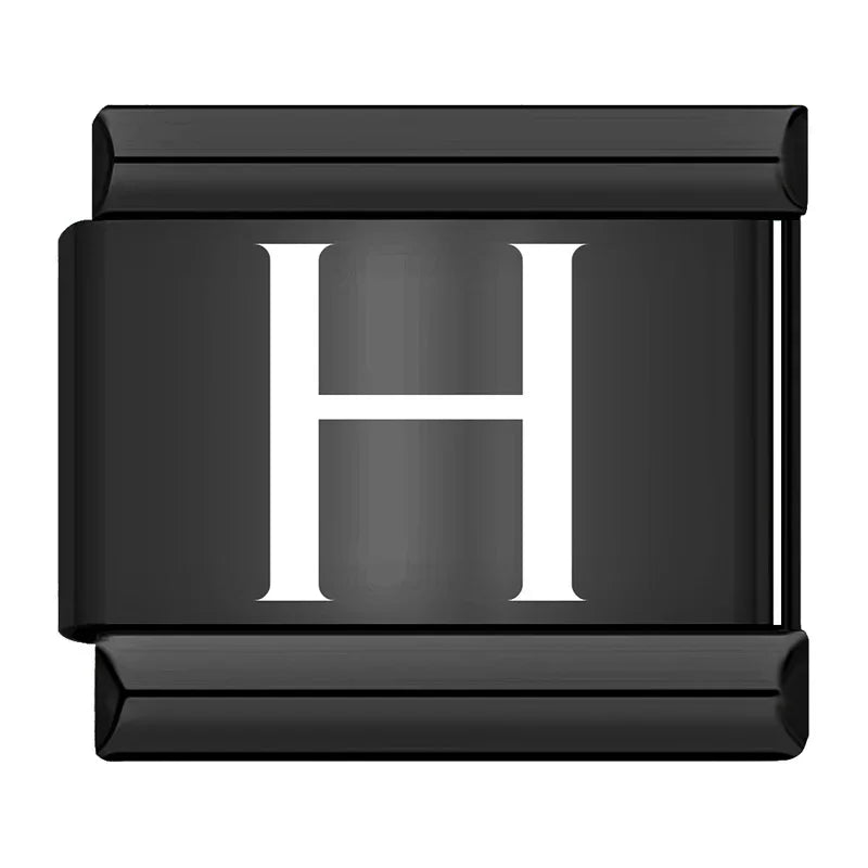 Charm Italiano Plano - Iniciales Contraste (Blanco sobre Negro)