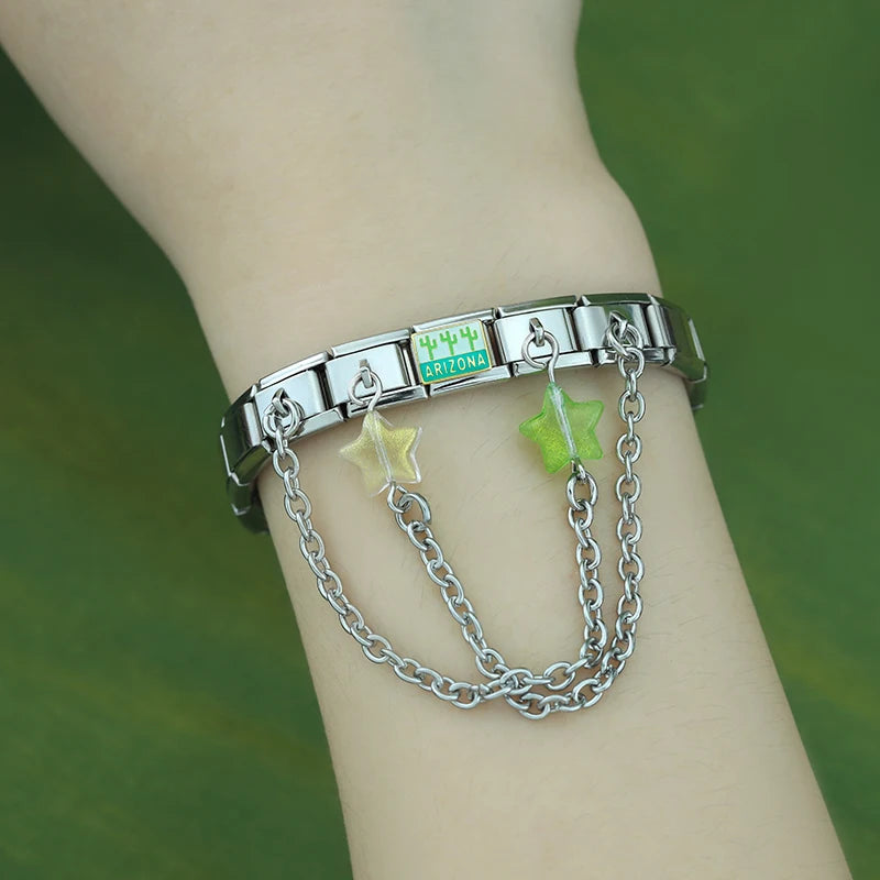 Charm Italiano Doble - Cadena con Estrella "Jelly" (Cielo y Mar)