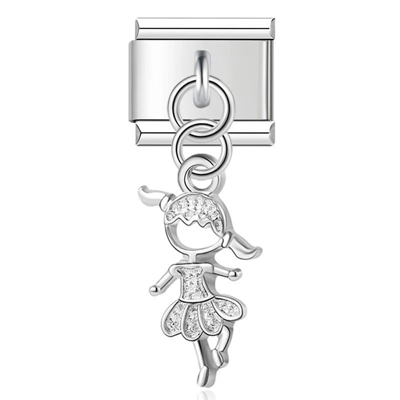 Charm Italiano Colgante - Colección Naturaleza y Familia (Niños, Flores, Luna)