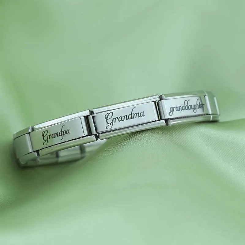 Charm Italiano Plano - Colección Familia Elegante y Brillos (Grabado Cursiva)