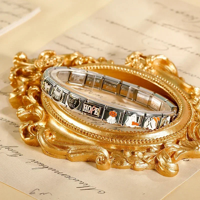 Charm Italiano Plano - Colección Halloween y Gatos "Spooky" (Humor Negro)