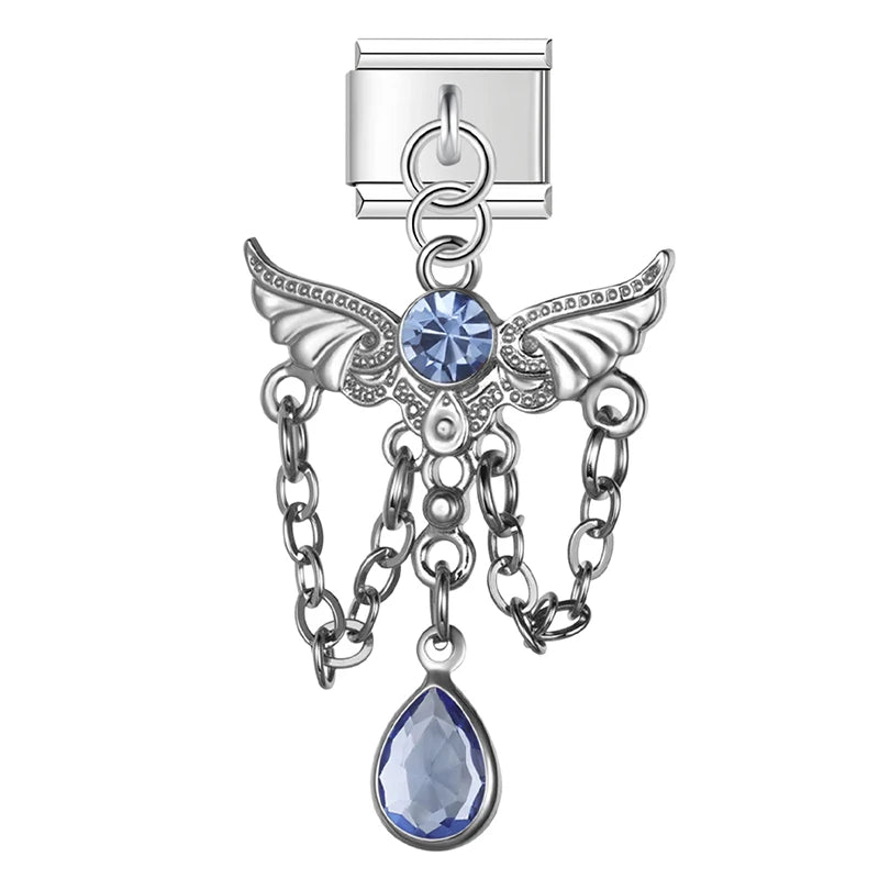 Charm Italiano Colgante - Ángel y Tassel de Cristal (Máximo Brillo)
