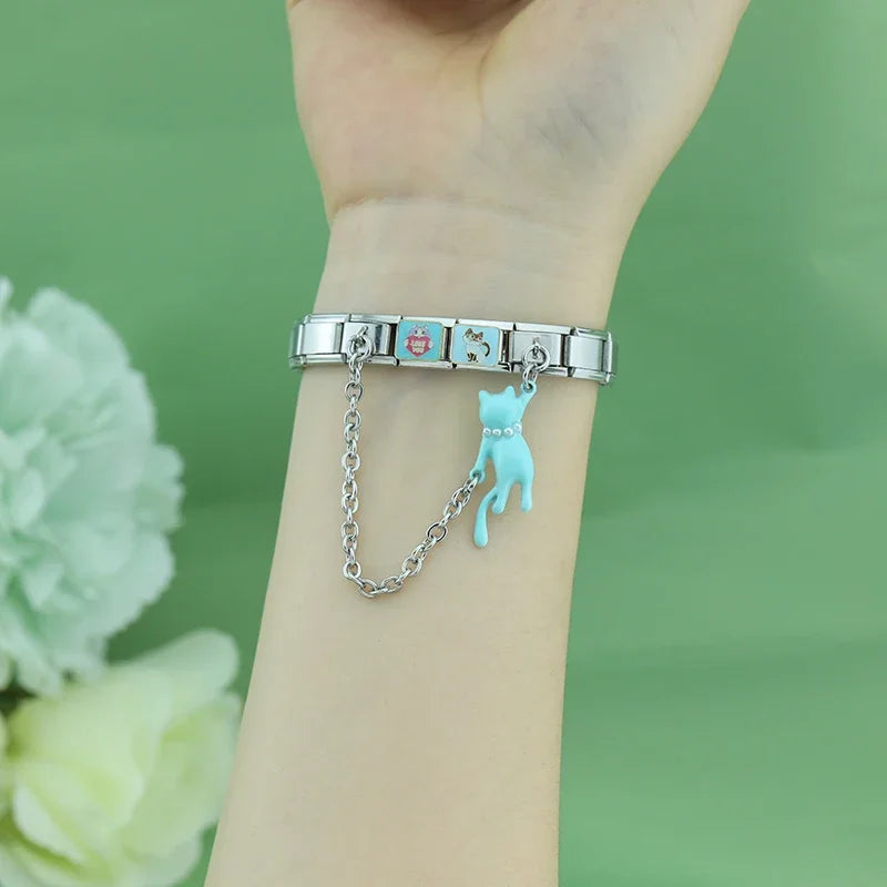 Charm Italiano Doble - Cadena con Gato Escala (Mascota Divertida)