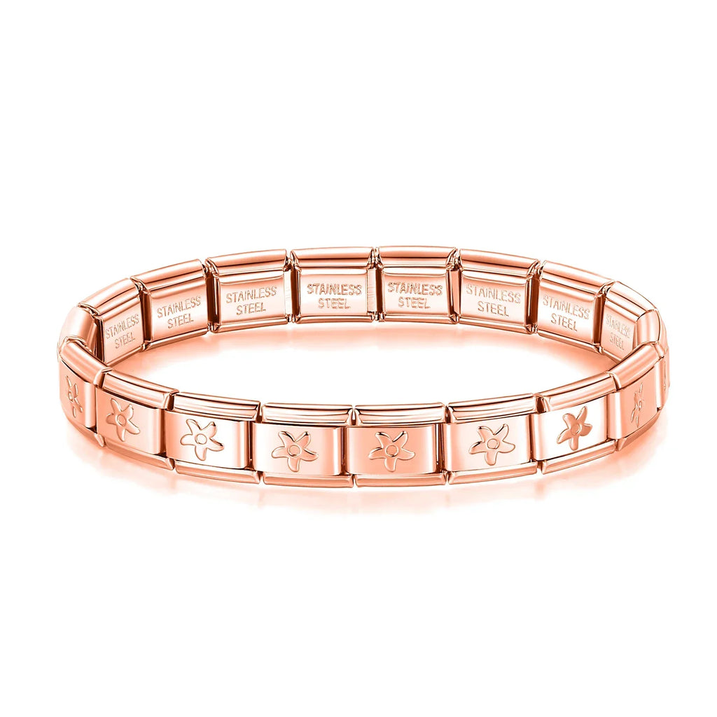 Complete Base Bracelet 9mm - Engraved Pattern (Silver, Gold and Rose Gold)