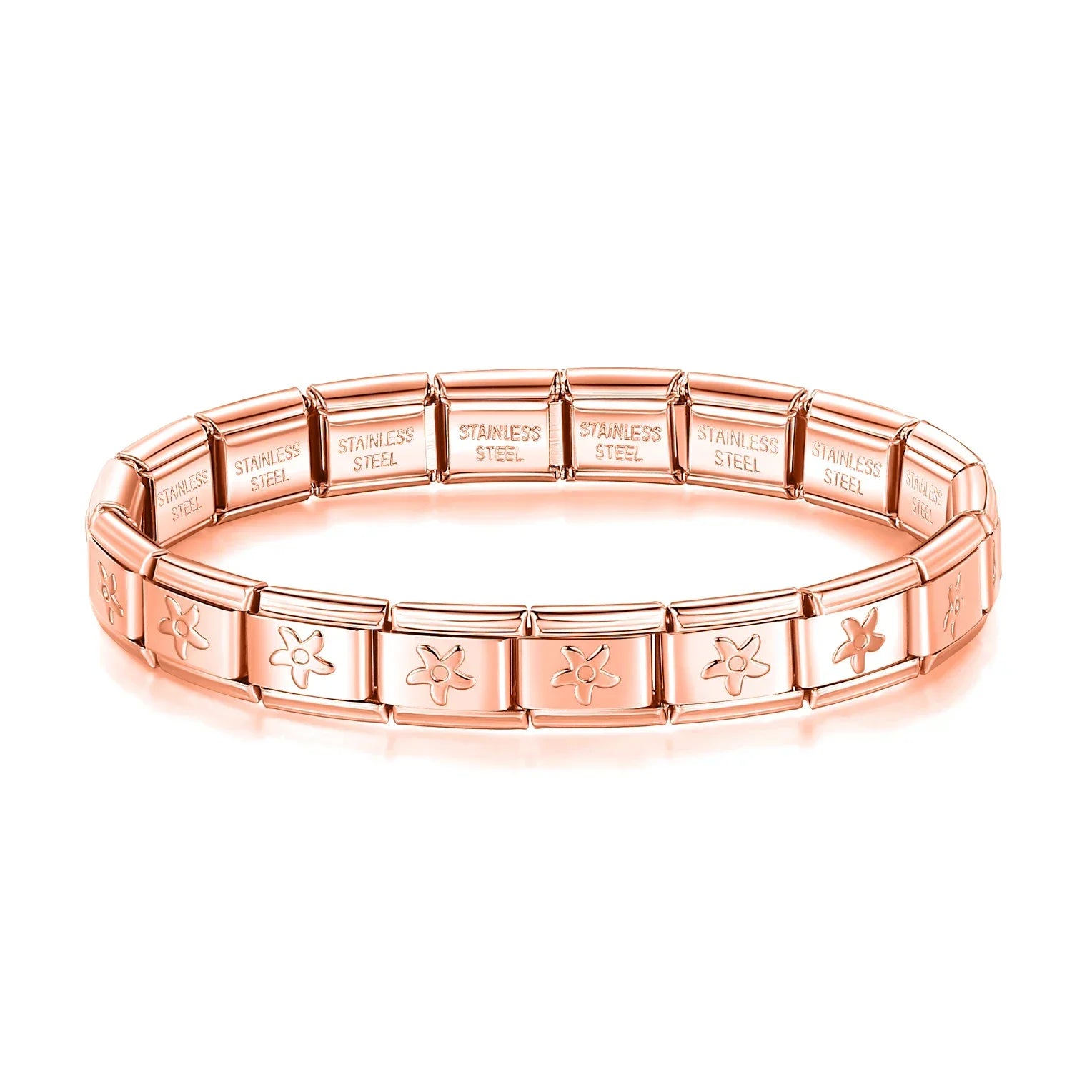 Complete Base Bracelet 9mm - Engraved Pattern (Silver, Gold and Rose Gold)
