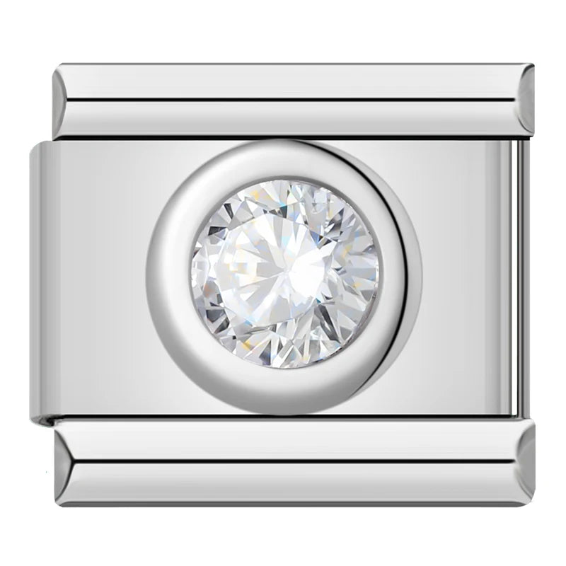 Charm Italiano Plano - Solitario Clásico Redondo (Piedras de Nacimiento)