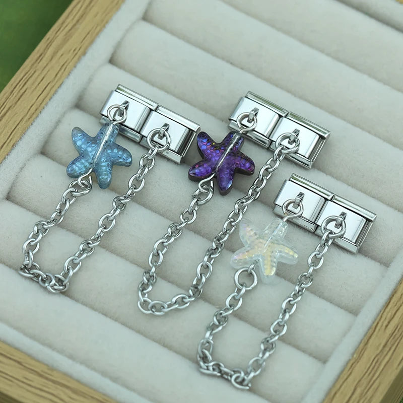 Charm Italiano Doble - Cadena con Estrella "Jelly" (Cielo y Mar)