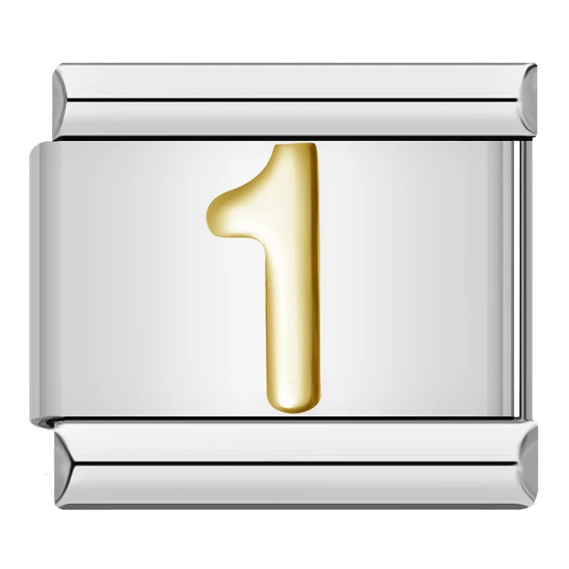 Charm Italiano Plano - Números Dorados en Relieve (Dígitos 0-9)