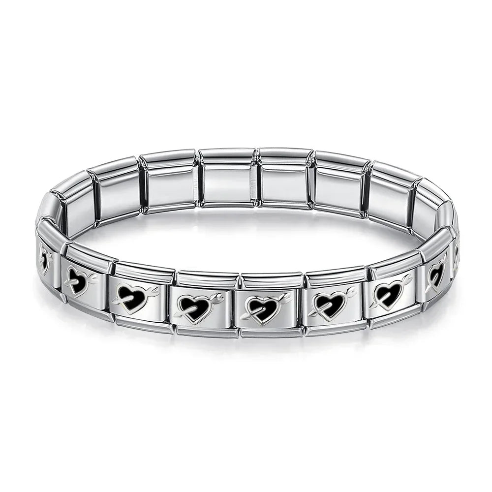 Full Base Bracelet - Continuous Heart Link (Silver Plated Steel)