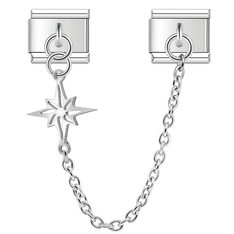 Charm Italiano Doble - Cadena con Símbolo Colgante (Ala, Estrella, Puzzle)