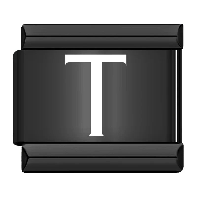 Charm Italiano Plano - Iniciales Contraste (Blanco sobre Negro)