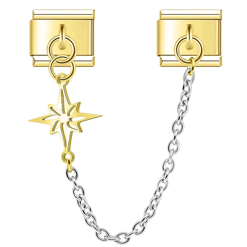 Charm Italiano Doble - Cadena con Símbolo Colgante (Ala, Estrella, Puzzle)