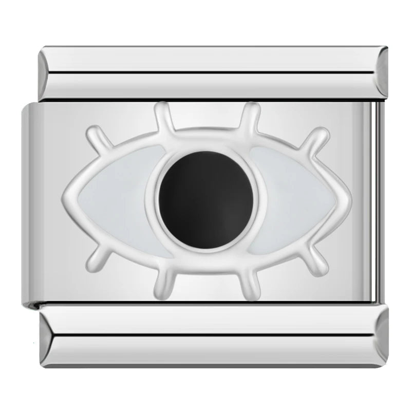 Charm Italiano Plano - Iniciales Negras en Relieve (Letras y Símbolos)