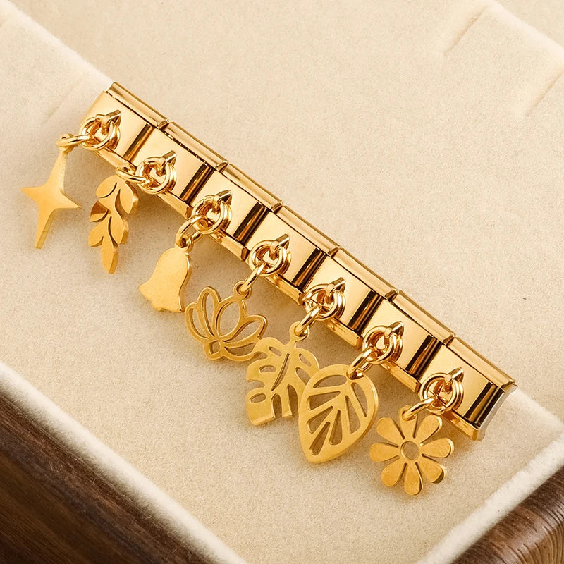 Charm Italiano Colgante - Colección Botánica y Símbolos (Hojas, Flores, Campana)