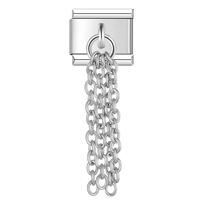 Charm Italiano Colgante - Borla de Cadenas (Efecto Cascada Metálica)
