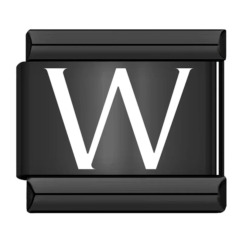 Charm Italiano Plano - Iniciales Contraste (Blanco sobre Negro)