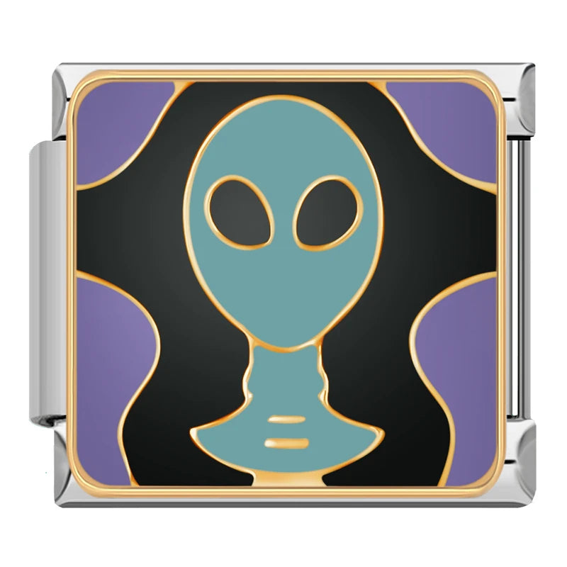 Charm Italiano Plano - Colección Galaxia y Ciencia (Espacio, Cohete, Alien)