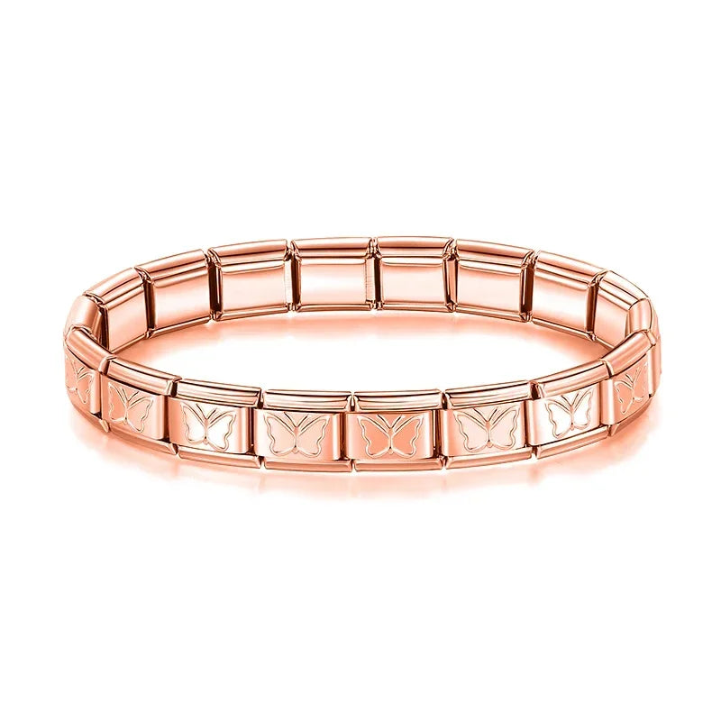 Complete Base Bracelet 9mm - Engraved Pattern (Silver, Gold and Rose Gold)