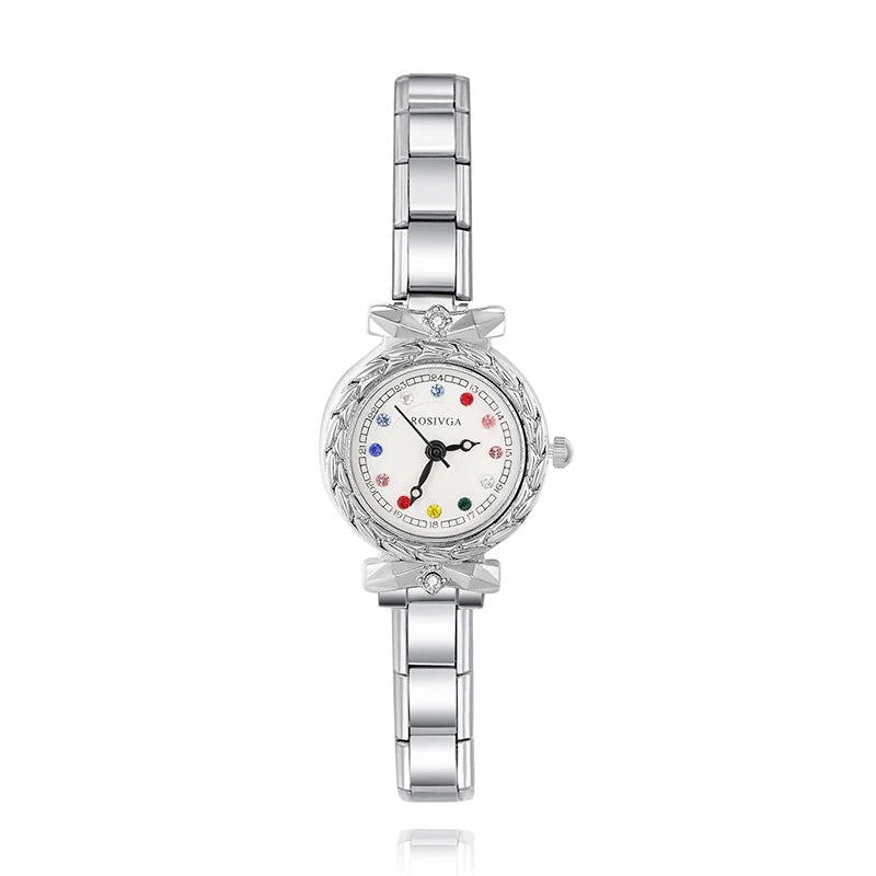 Reloj Base Modular - Diseño Ornato con Zirconias de Color (Compatible Charms 9mm)