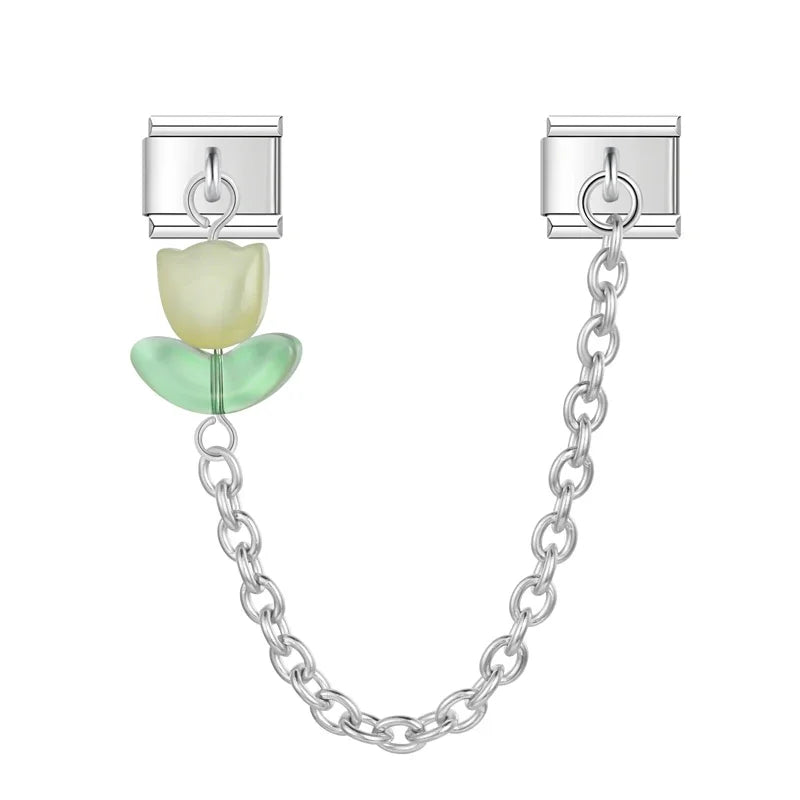 Charm Italiano Doble - Cadena con Tulipán (Joya Botánica)