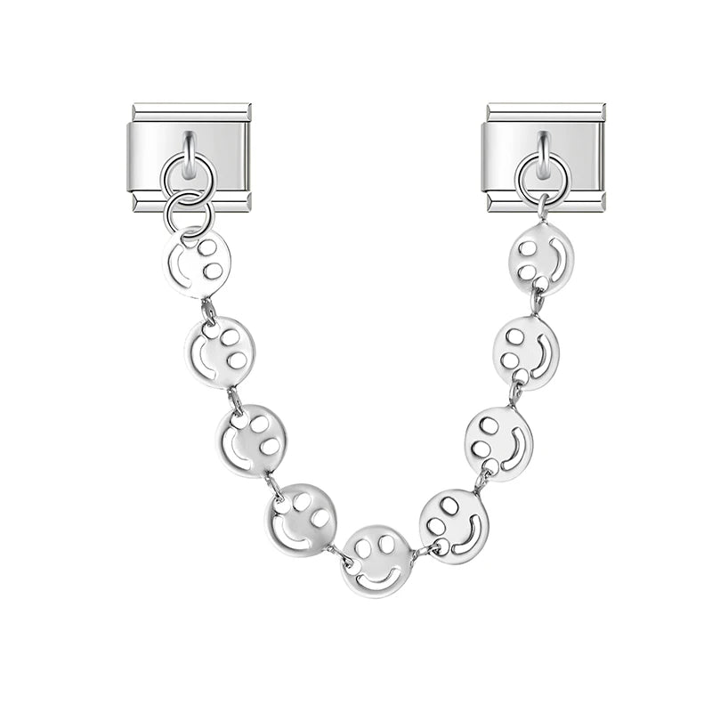 Charm Italiano Doble - Cadena Decorada (Perlas, Ojos y Símbolos)