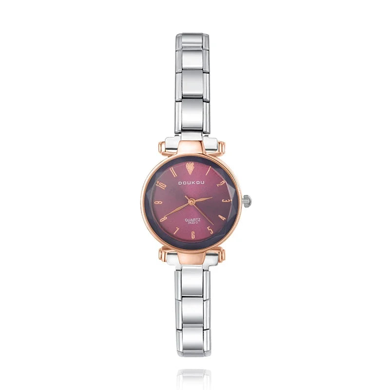Reloj Base Modular - Bicolor Rosa y Plata (Esfera Oscura)