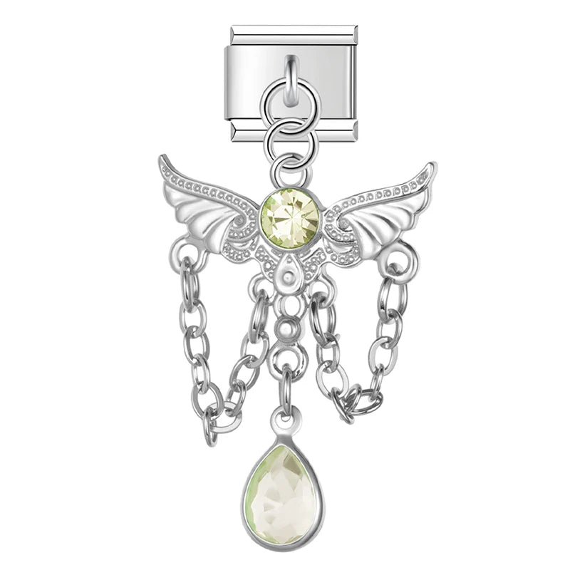 Charm Italiano Colgante - Ángel y Tassel de Cristal (Máximo Brillo)