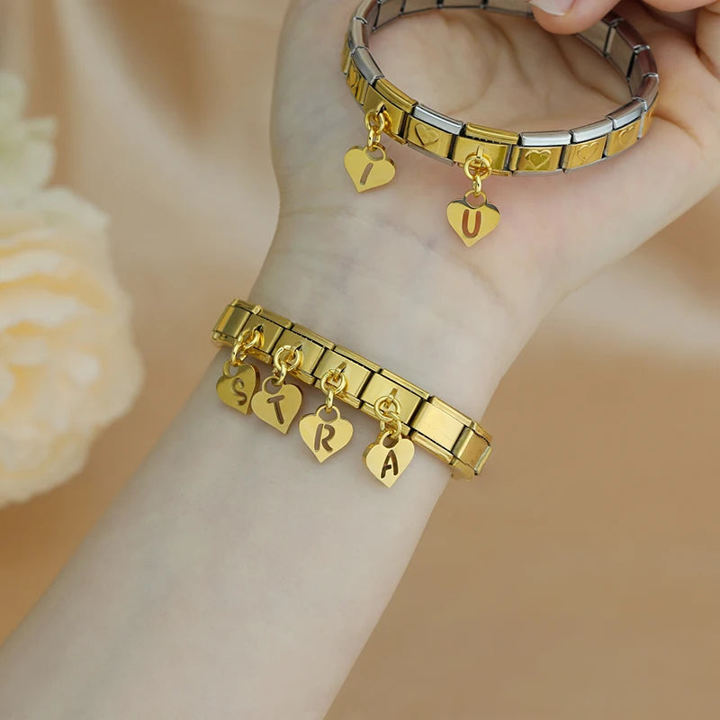 Charm Italiano Colgante - Inicial Corazón Dorado (Letras A-Z)