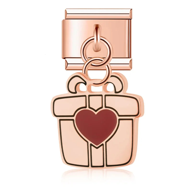 Charm Italiano Colgante - Colección Mensajes de Amor (Carta, Regalo, Pastel)