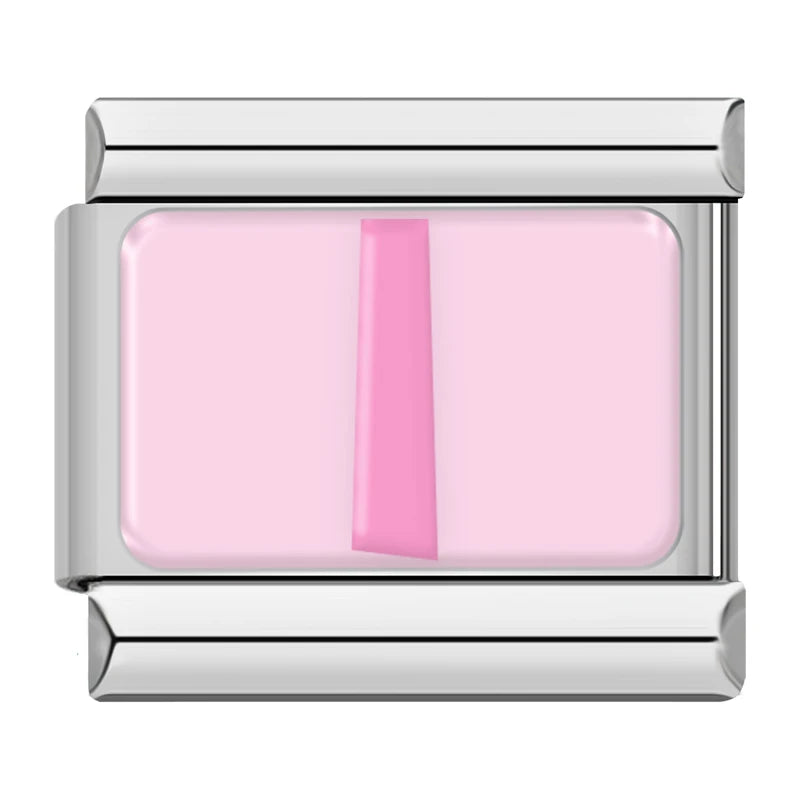 Charm Italiano Plano - Iniciales Rosa Pastel (Abecedario Completo)