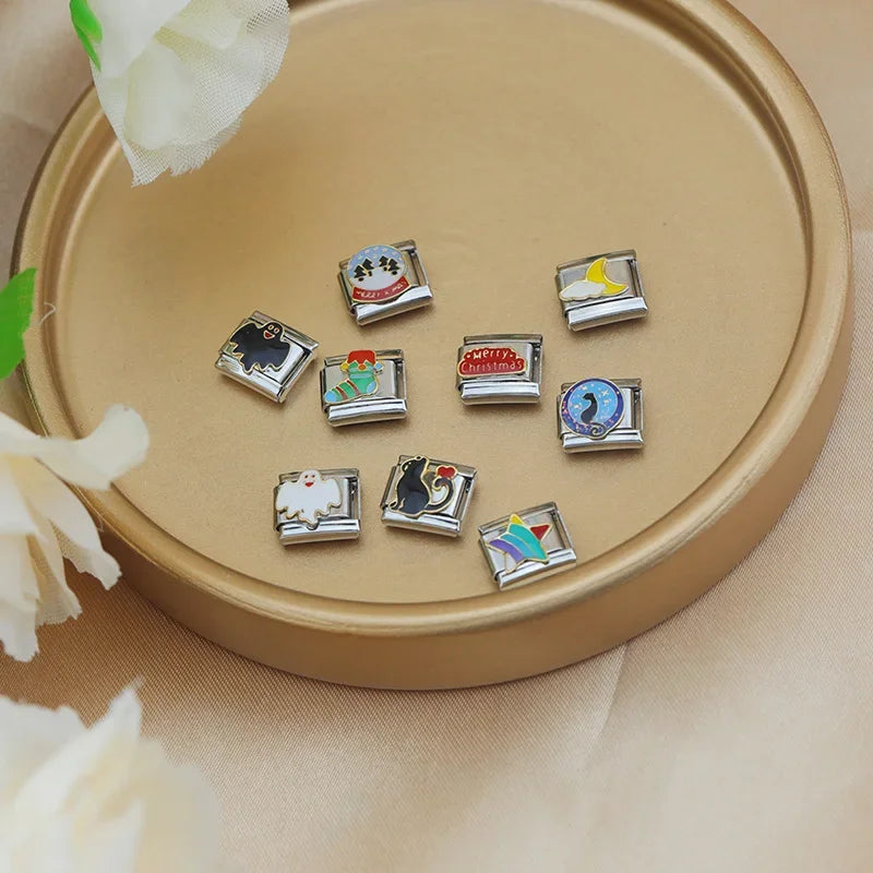 Charm Italiano Plano - Colección Magia Celestial y Holidays (Gato, Fantasma, Navidad)