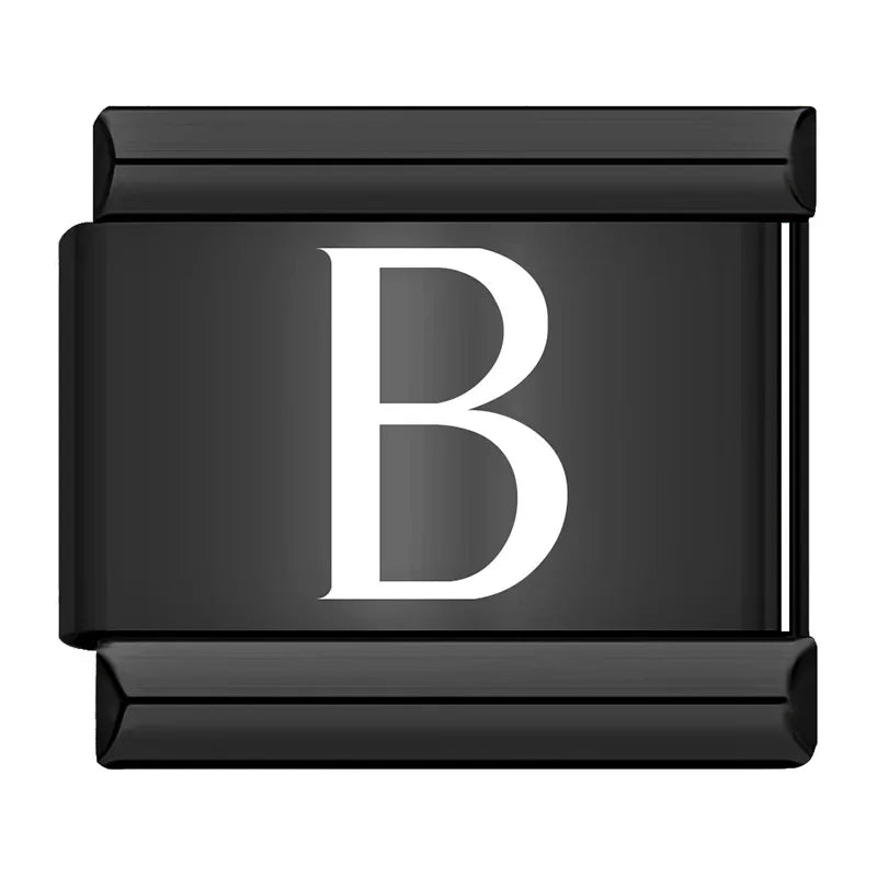 Charm Italiano Plano - Iniciales Contraste (Blanco sobre Negro)