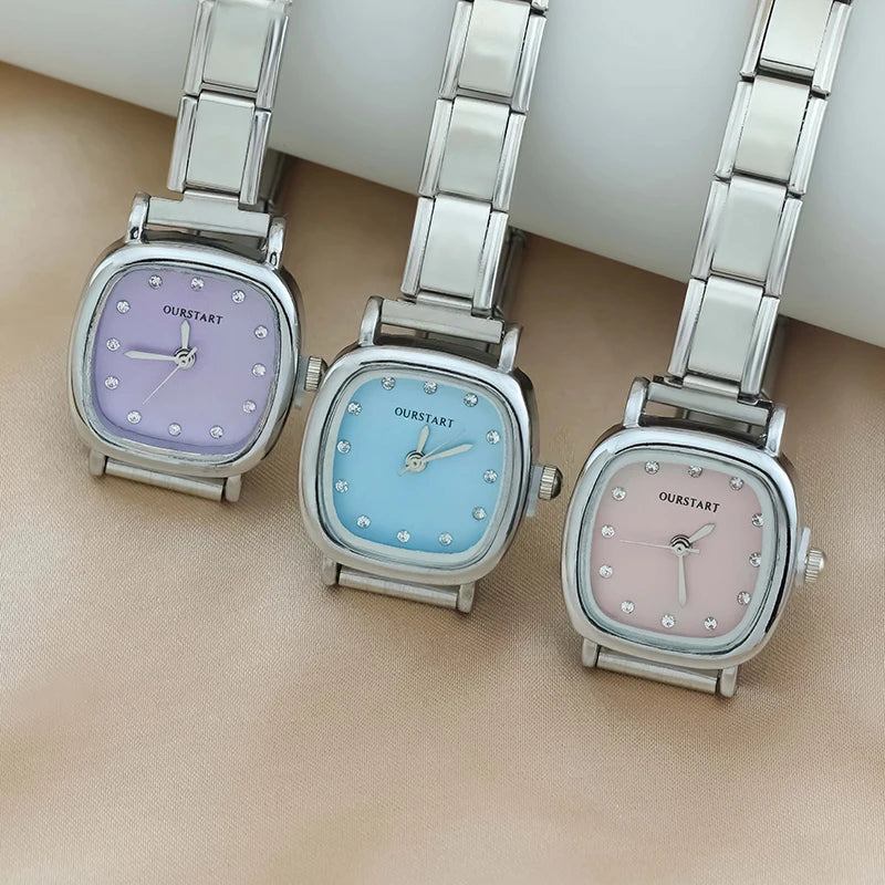 Reloj Base Modular - Diseño Cojín con Esfera Pastel (Rosa y Azul)