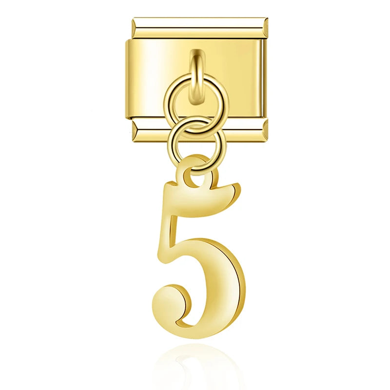 Charm Italiano Colgante - Dígitos Modulares (0-9) en Oro y Plata