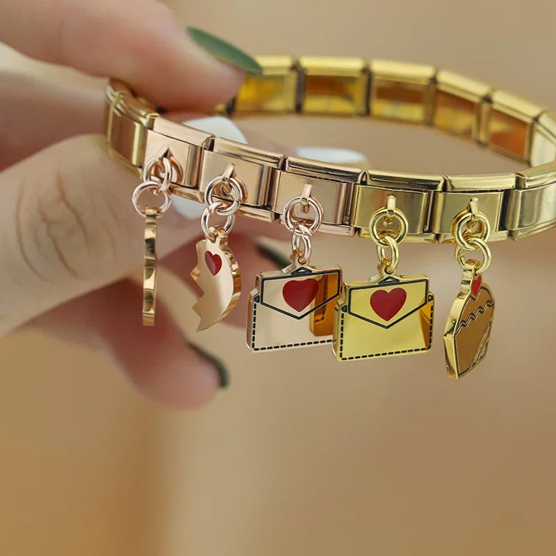 Charm Italiano Colgante - Colección Mensajes de Amor (Carta, Regalo, Pastel)