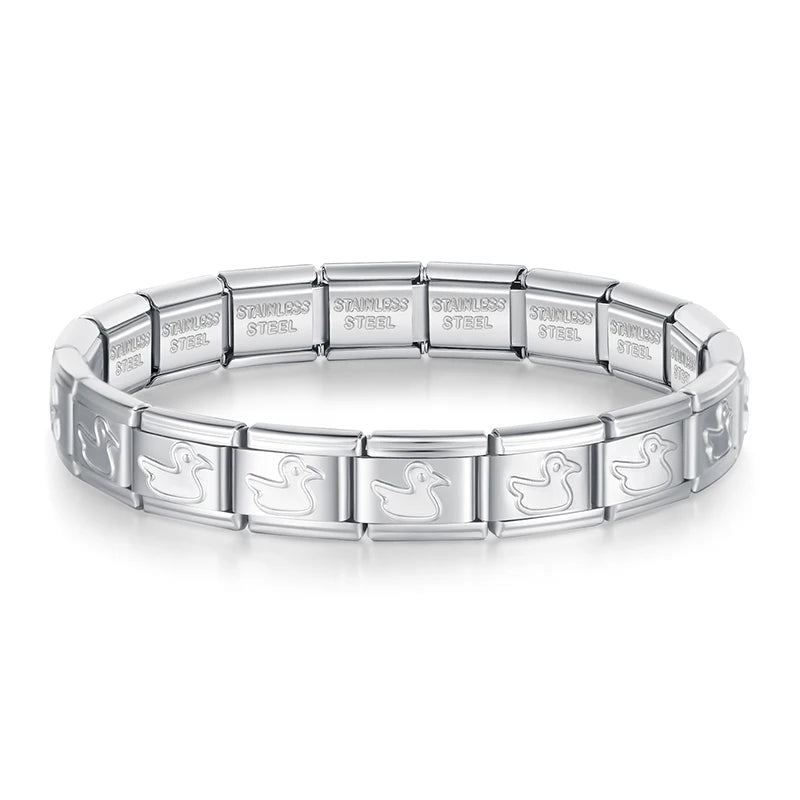 Complete Italian Bracelet - Engraved Silver Edition (Mystical and Geometric Symbols)