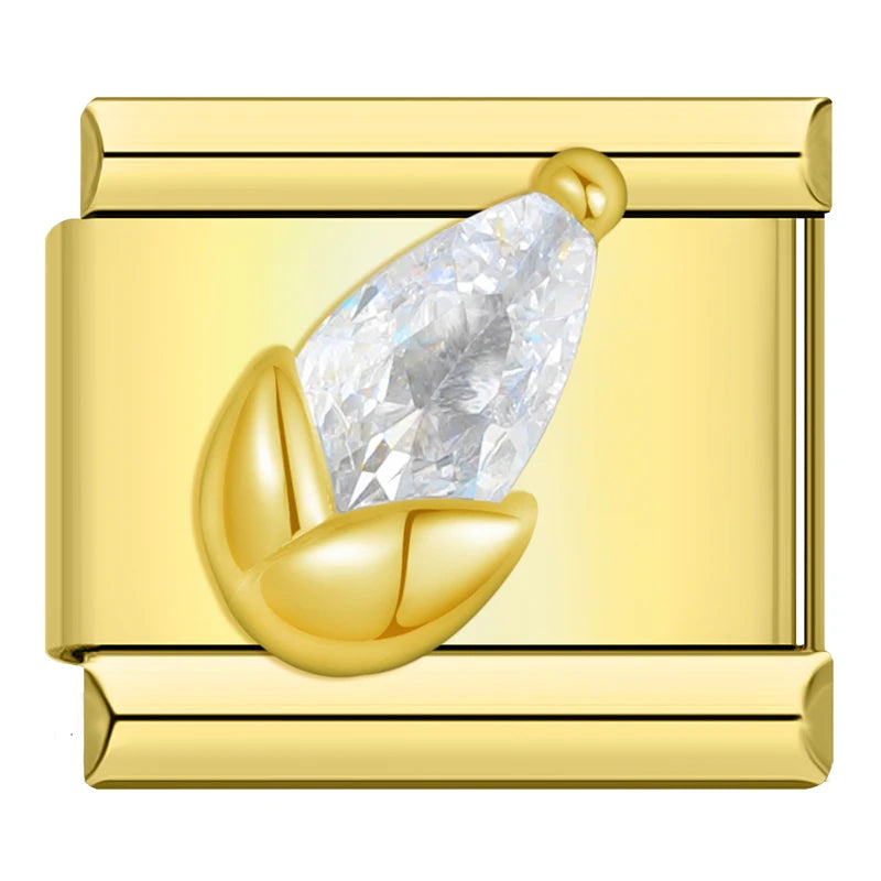 Charm Italiano Plano - Colección Romance Real (Coronas, Alas y Cristales Brillantes)