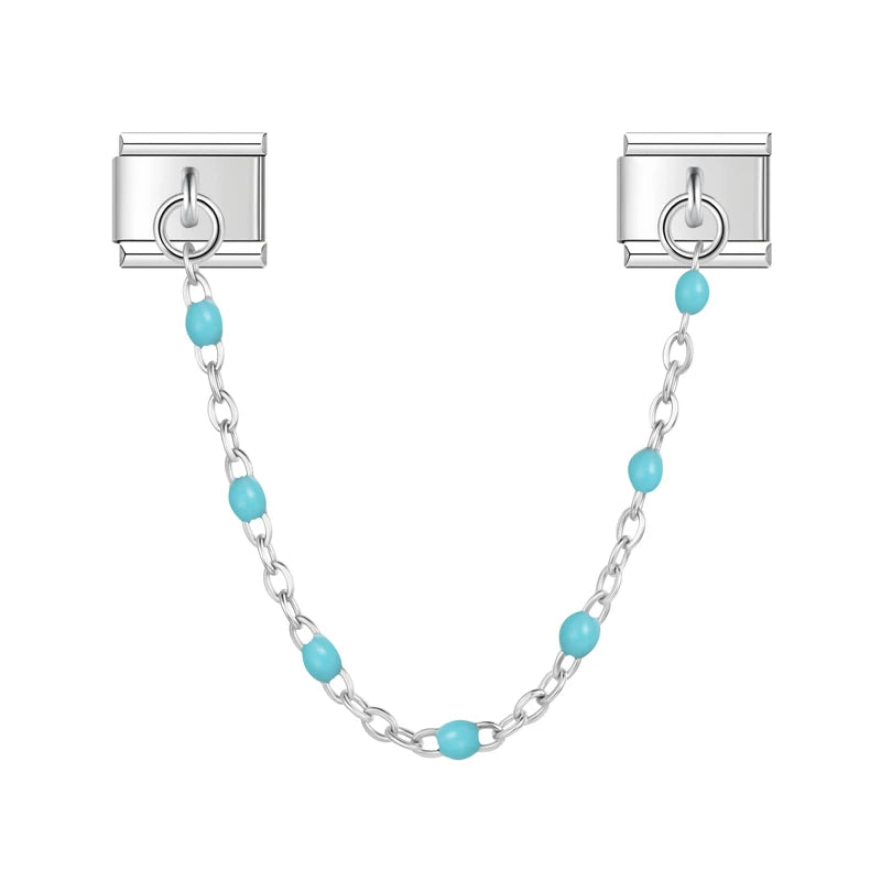 Charm Italiano Doble - Cadena con Cuentas de Color (Toque Minimalista)