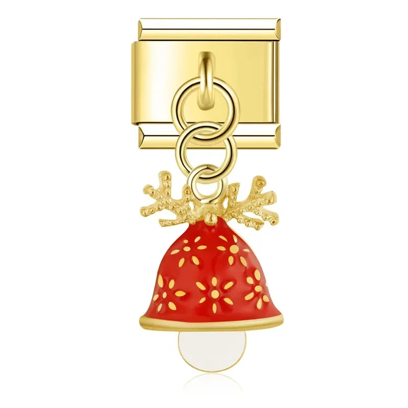 Charm Italiano Colgante - Colección Navidad Dorada (Árbol, Muñeco y Regalos)